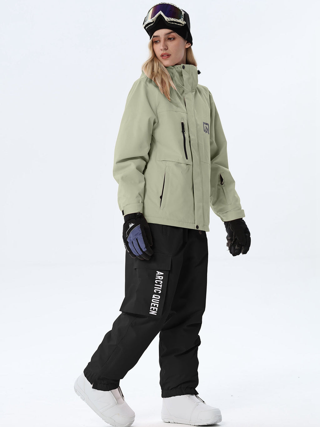 Women's Hooded Ski Jacket and Bib Overalls Combo