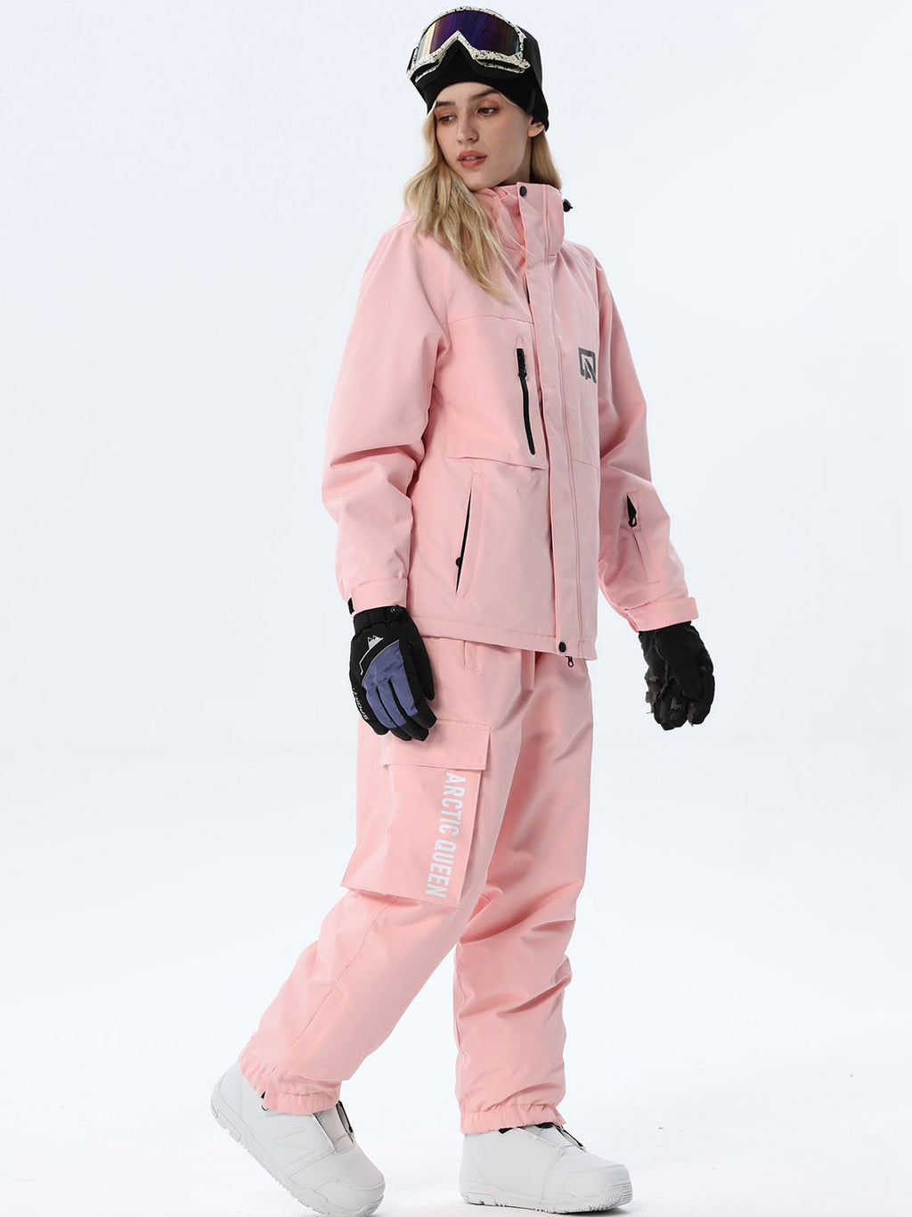 Women's Hooded Ski Jacket and Bib Overalls Combo