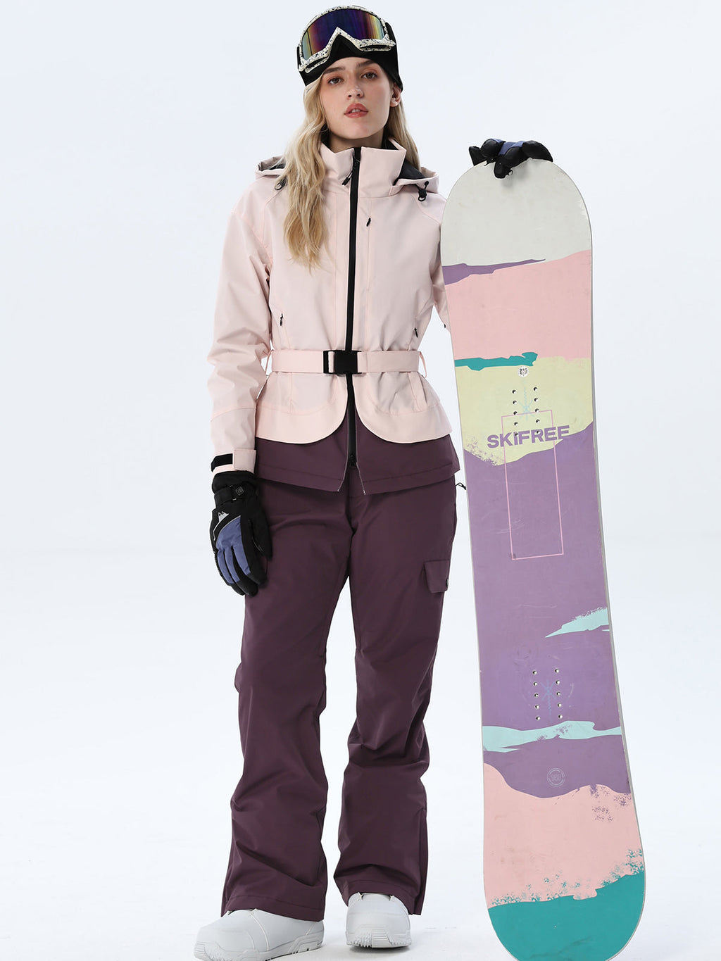 Women's Two-Tone Ski Outfit with Adjustable Waist Belt
