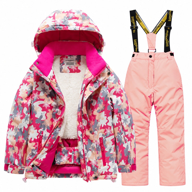 Kids' Cozy Fleece-Lined Printed Snow Outfit