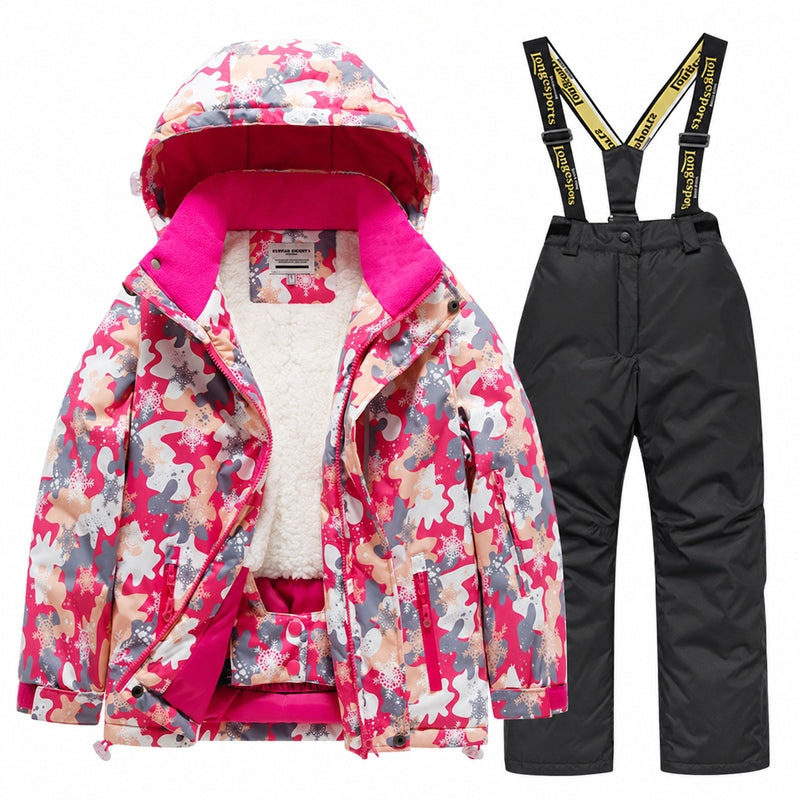 Kids' Cozy Fleece-Lined Printed Snow Outfit