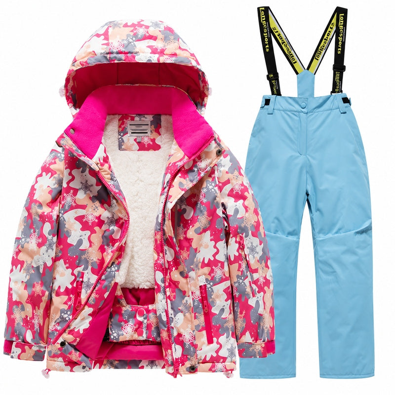 Kids' Cozy Fleece-Lined Printed Snow Outfit