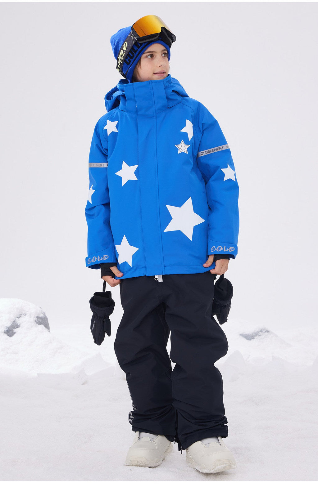 Kids' Star-Pattern Waterproof Ski Shell Jacket