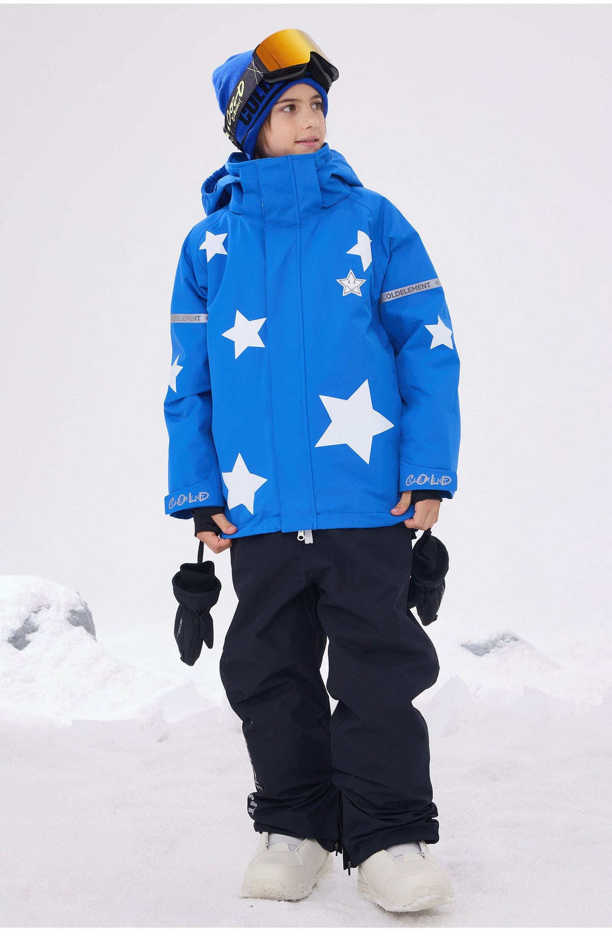 Kids' Star-Pattern Waterproof Ski Shell Jacket
