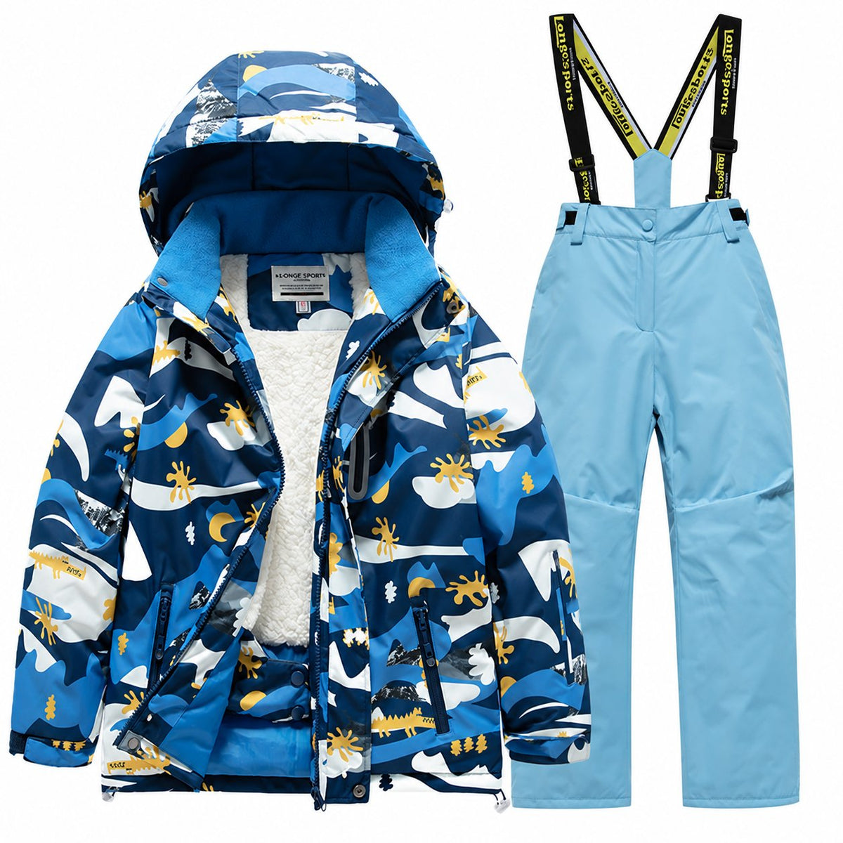 Kids' Printed Winter Ski Jacket and Bib Set