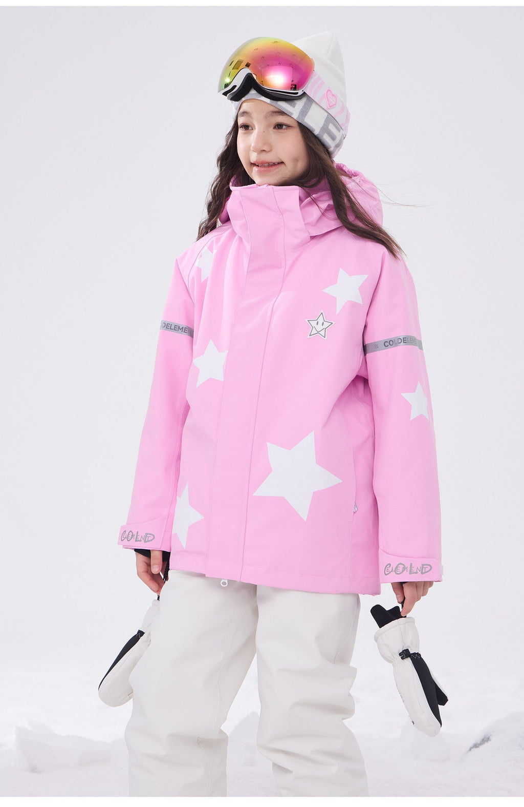Kids' Star-Pattern Waterproof Ski Shell Jacket