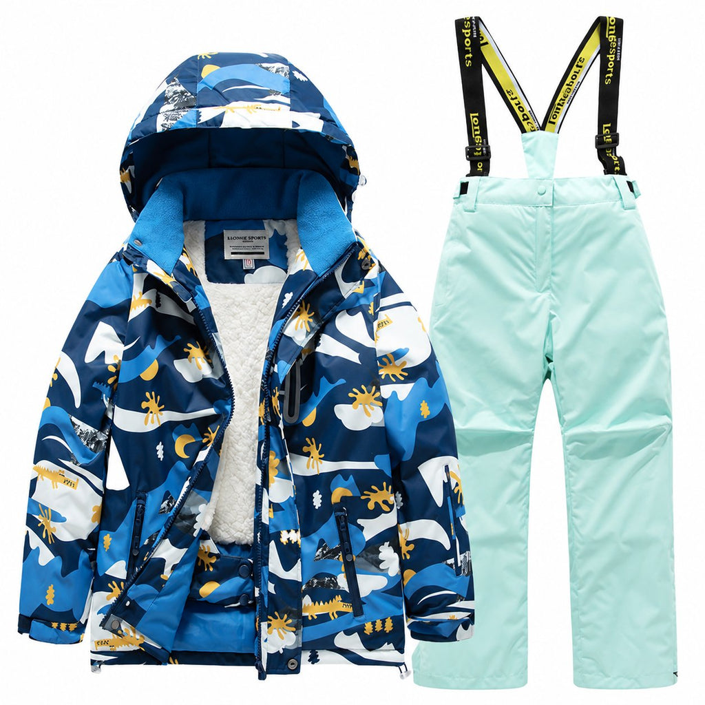 Kids' Printed Winter Ski Jacket and Bib Set