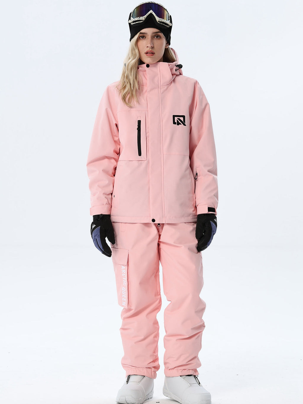 Women's Hooded Ski Jacket and Bib Overalls Combo
