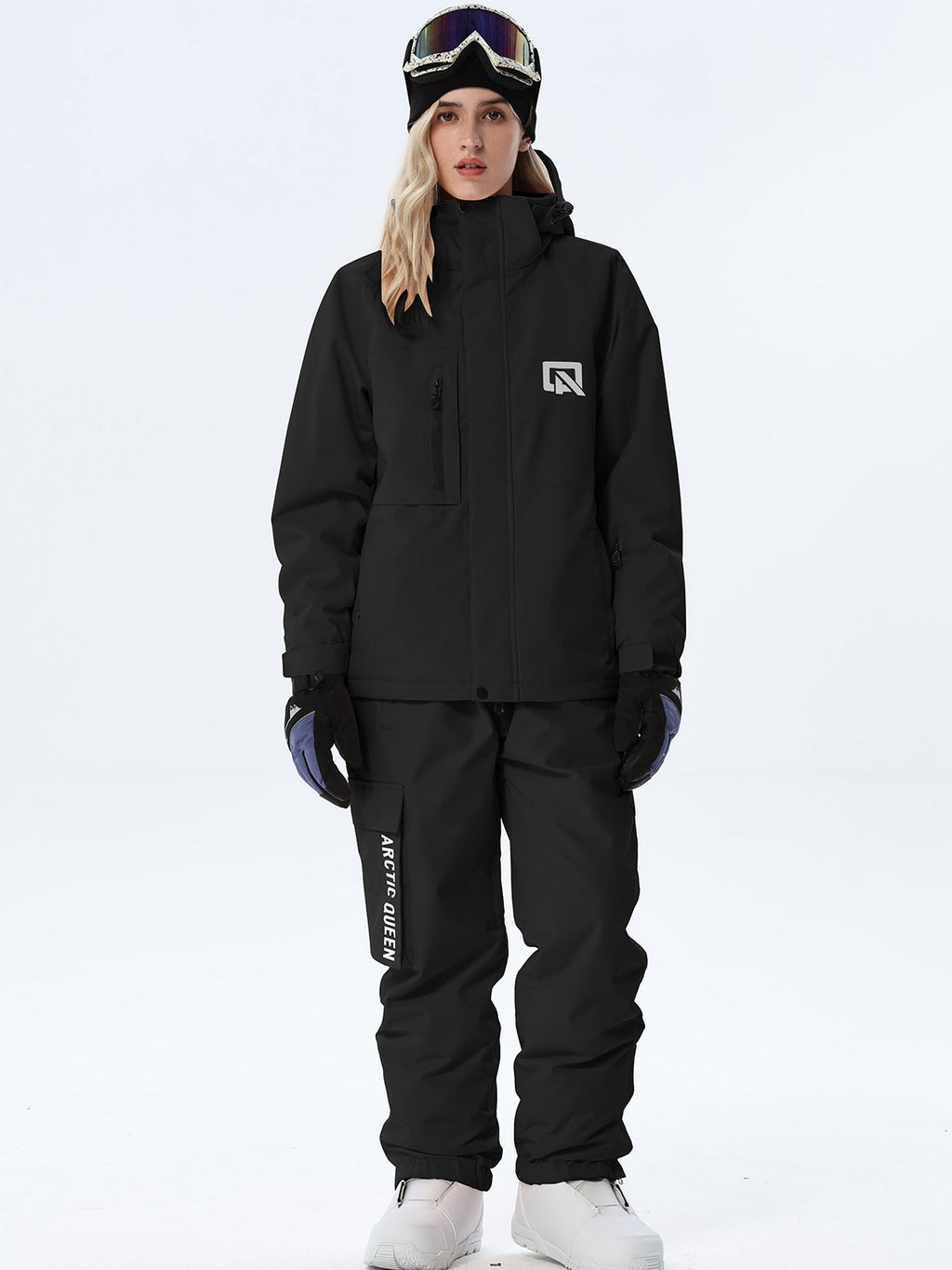 Women's Hooded Ski Jacket and Bib Overalls Combo