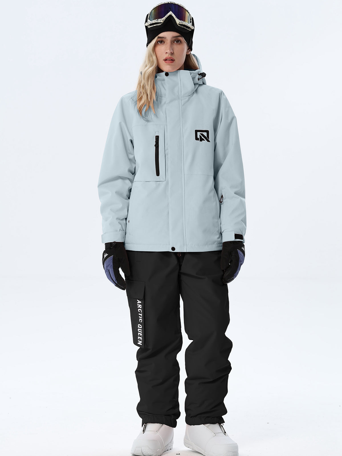 Women's Hooded Ski Jacket and Bib Overalls Combo