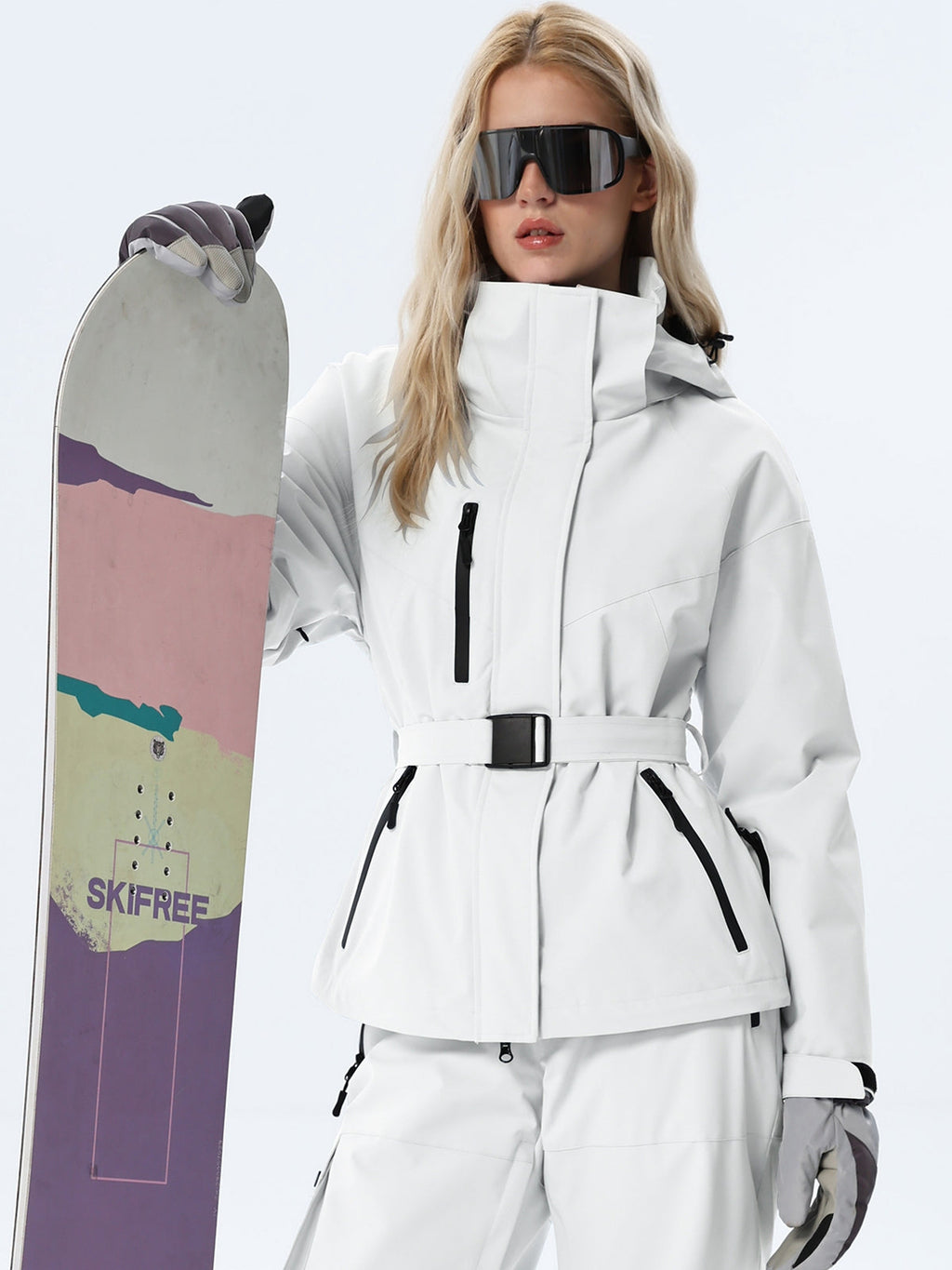 Women's Coordinated Belted Snow Jacket and Pants