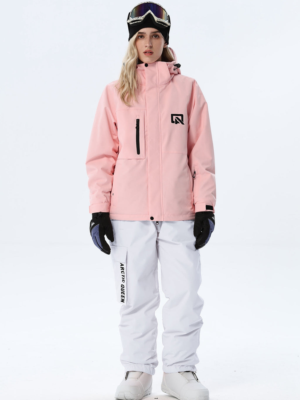 Women's Hooded Ski Jacket and Bib Overalls Combo