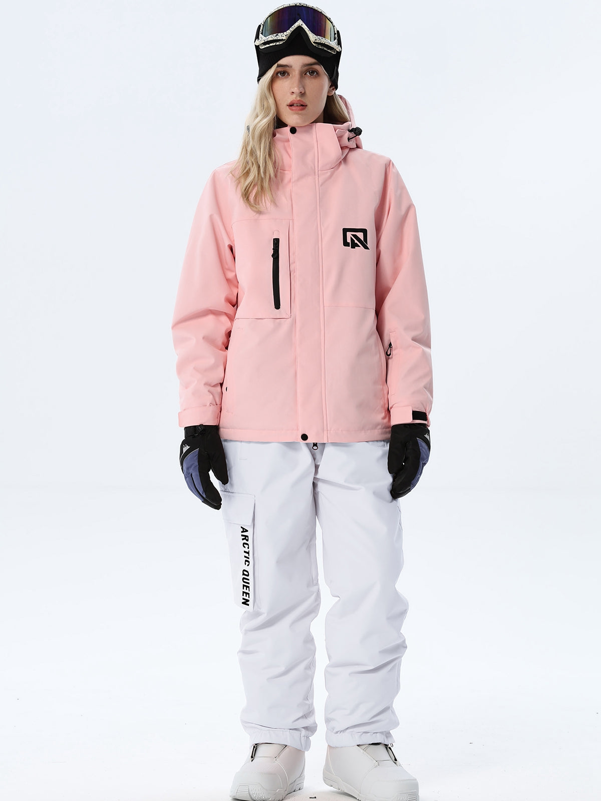 Women's Hooded Ski Jacket and Bib Overalls Combo