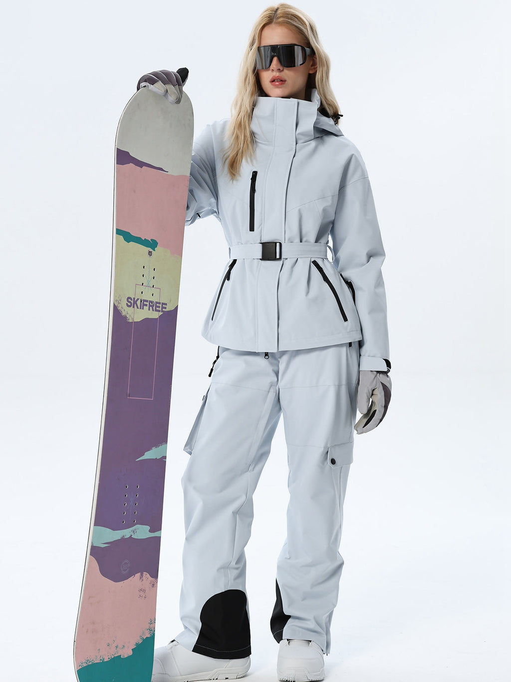 Women's Coordinated Belted Snow Jacket and Pants