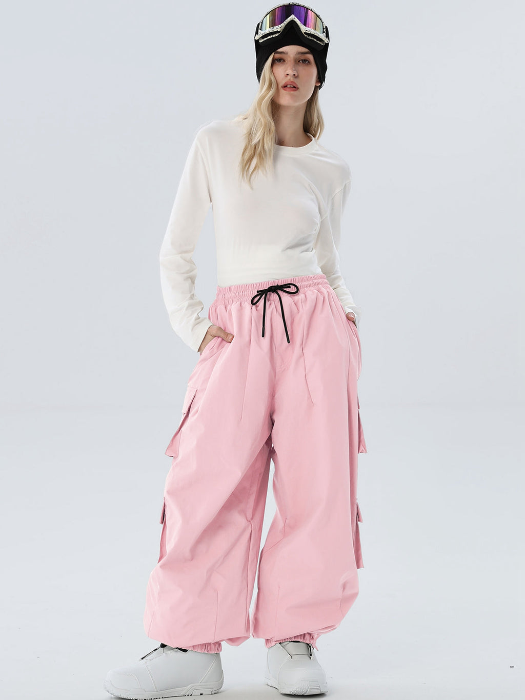 Women's Drawstring-Waist Baggy Snow Pants