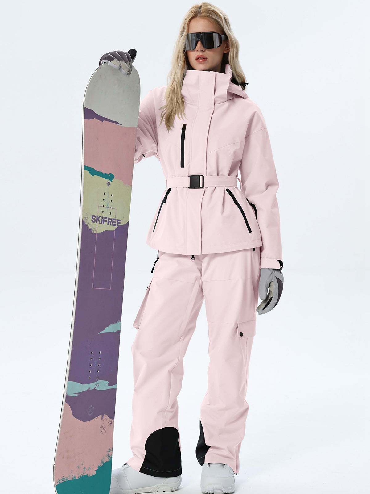 Women's Coordinated Belted Snow Jacket and Pants
