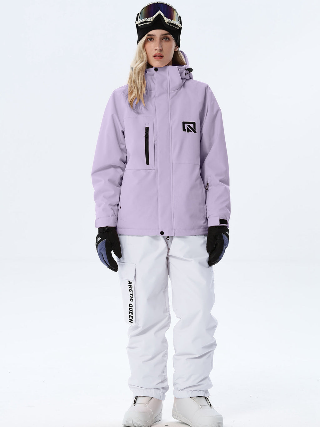 Women's Hooded Ski Jacket and Bib Overalls Combo
