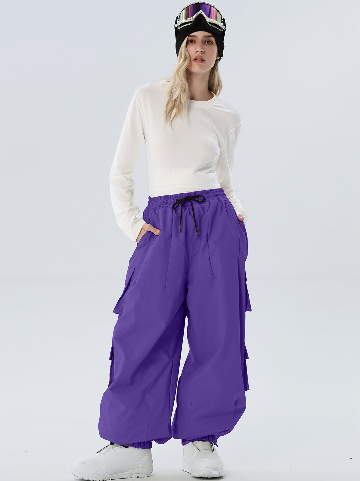 Women's Drawstring-Waist Baggy Snow Pants