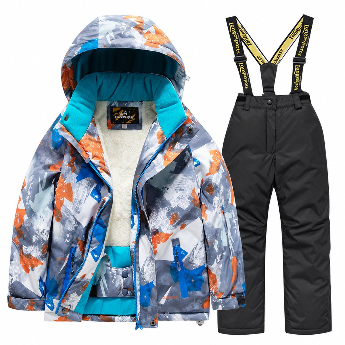 Kids' Printed Winter Ski Jacket and Bib Set