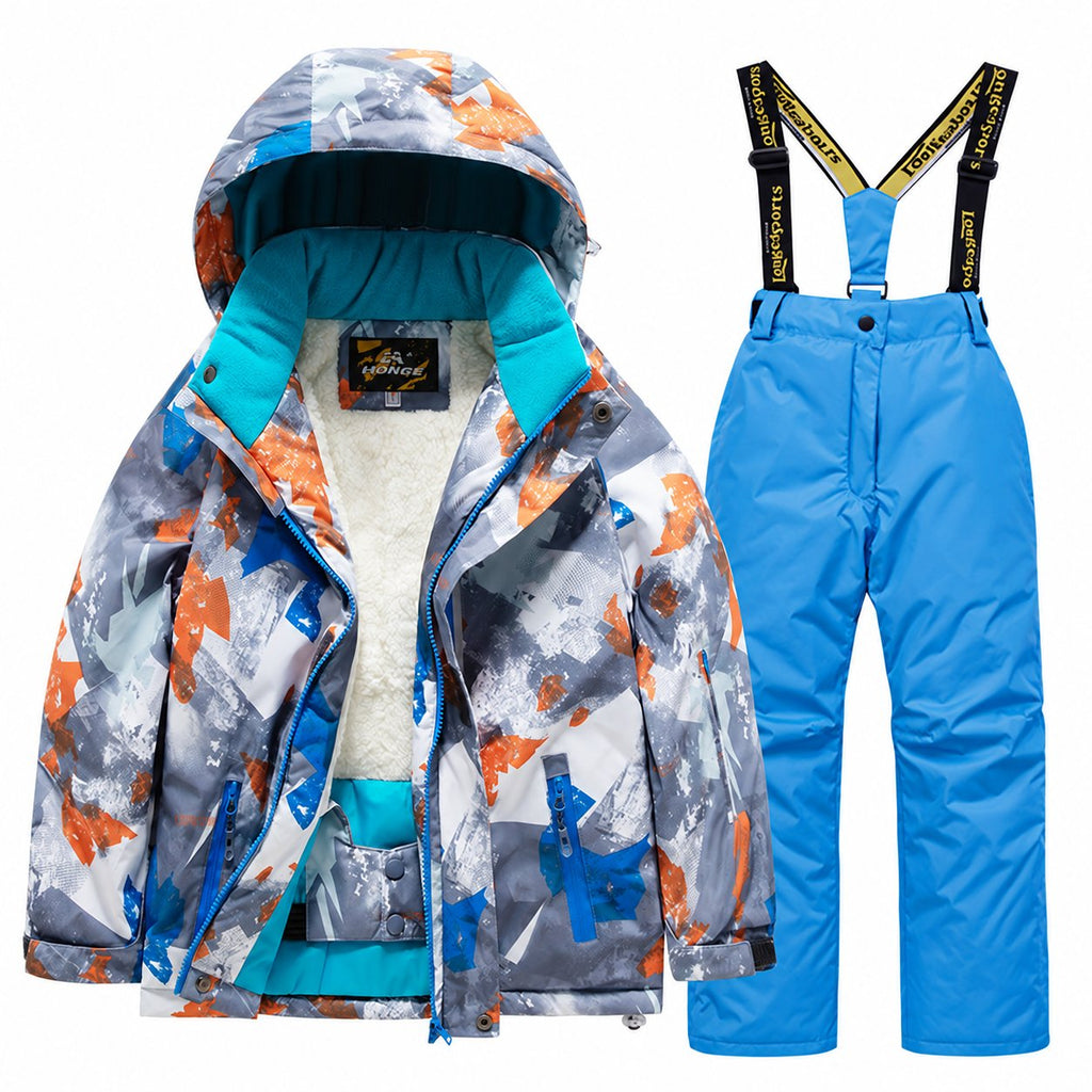 Kids' Printed Winter Ski Jacket and Bib Set