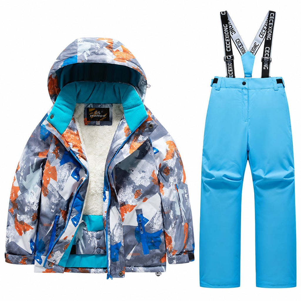 Kids' Printed Winter Ski Jacket and Bib Set