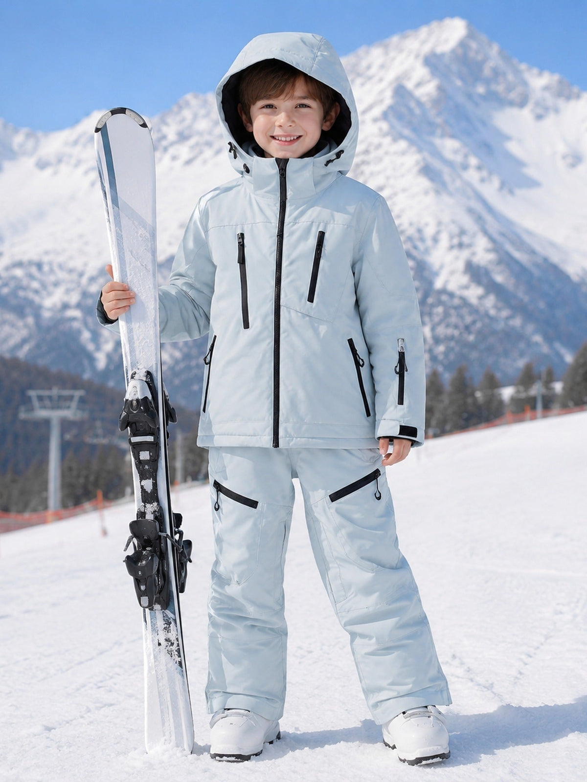 Kids' Insulated Zip-Pocket Snow Jacket and Bibs