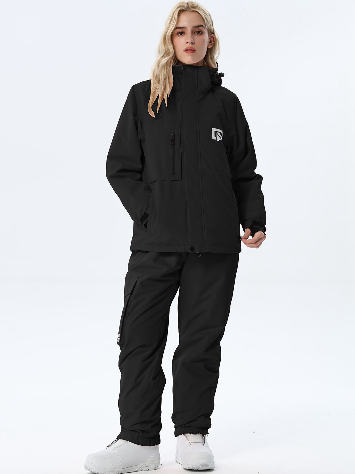 Women's Hooded Ski Jacket and Bib Overalls Combo