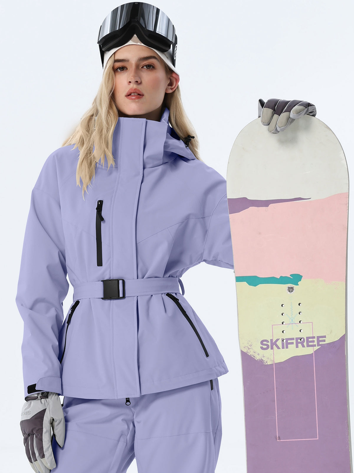Women's Coordinated Belted Snow Jacket and Pants