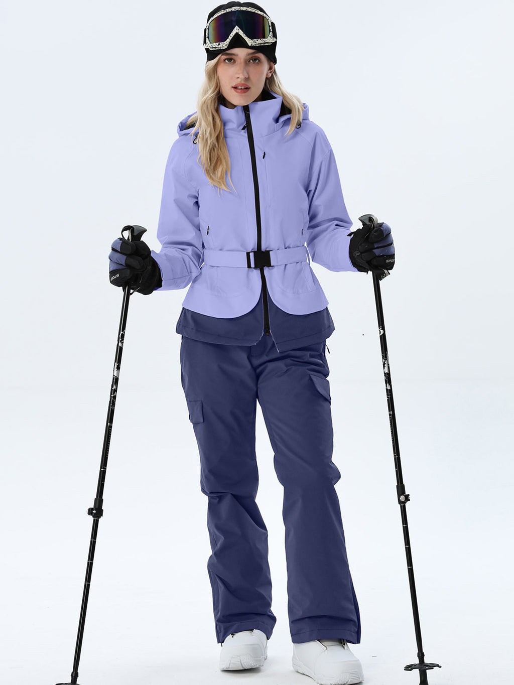 Women's Two-Tone Ski Outfit with Adjustable Waist Belt