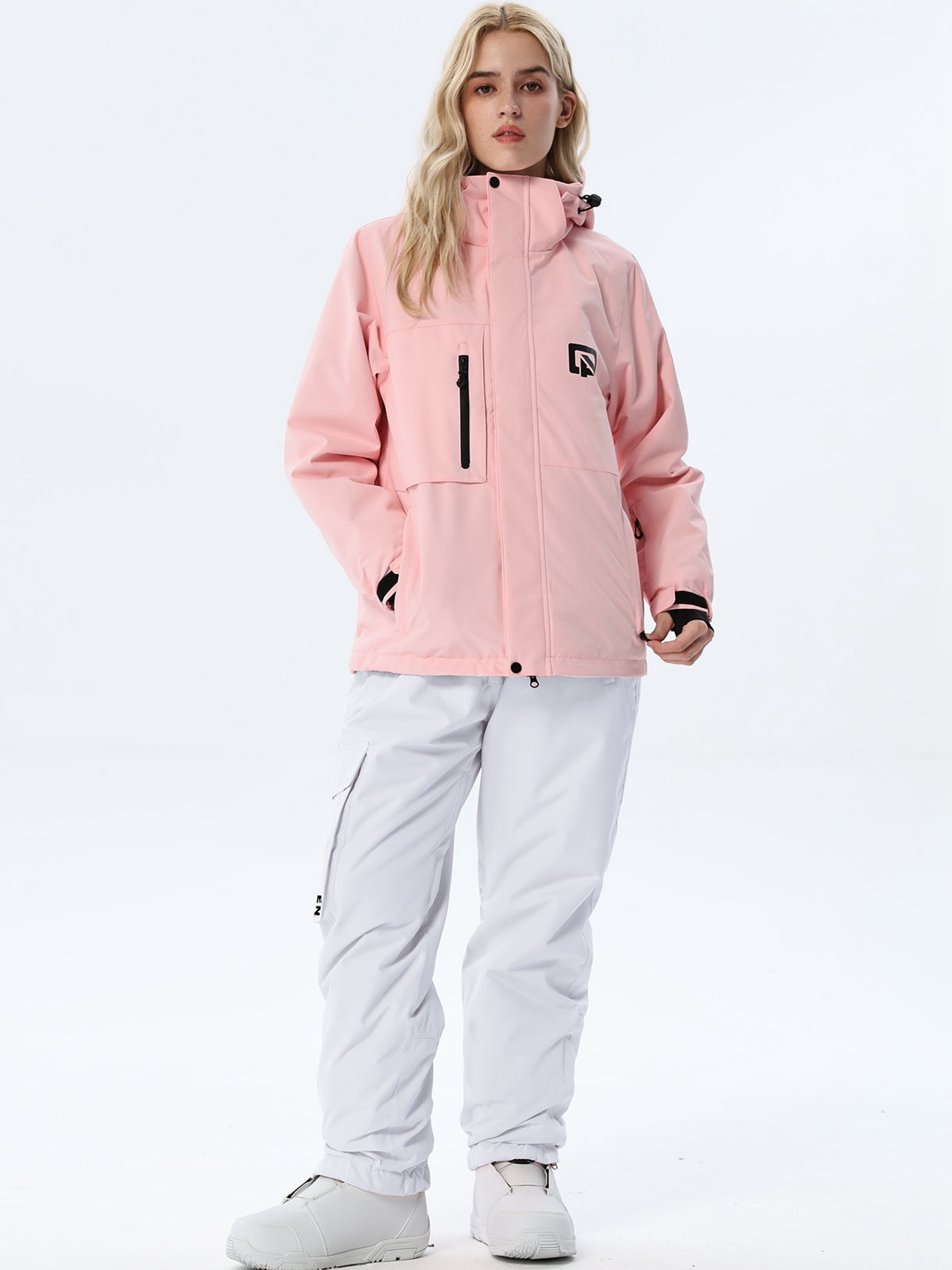 Women's Hooded Ski Jacket and Bib Overalls Combo