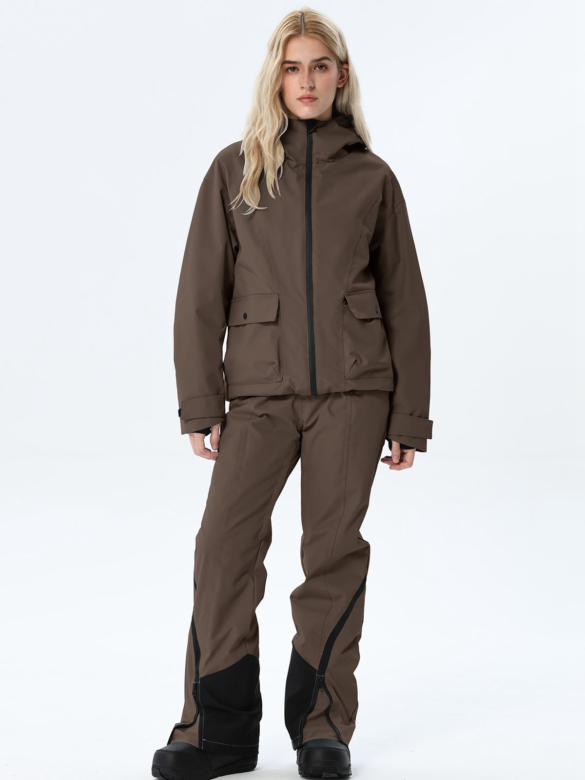 Women's Hooded Utility Snow Set with Flap Pockets