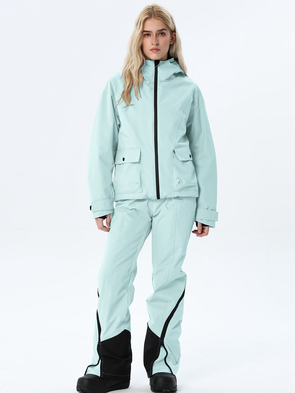 Women's Hooded Utility Snow Set with Flap Pockets