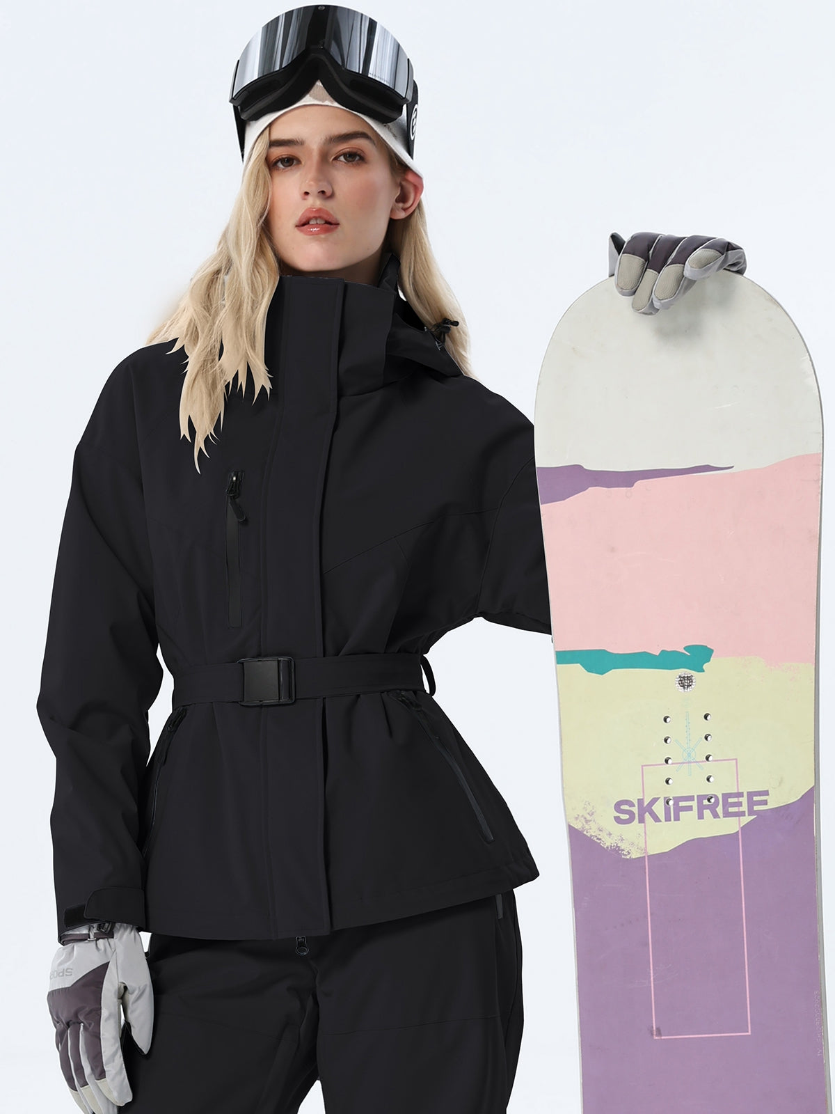 Women's Coordinated Belted Snow Jacket and Pants