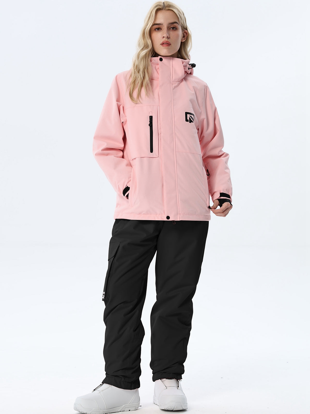 Women's Hooded Ski Jacket and Bib Overalls Combo