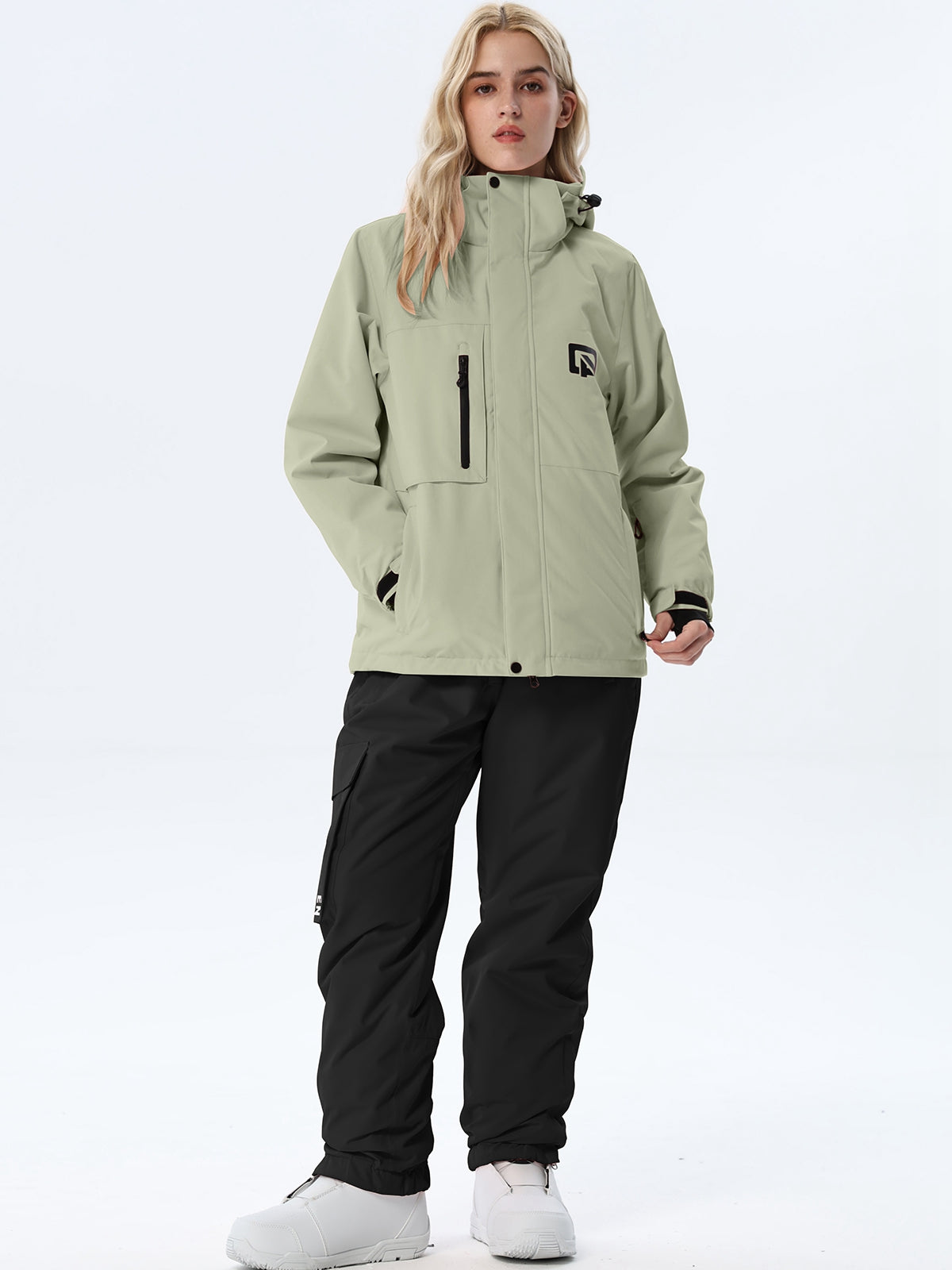 Women's Hooded Ski Jacket and Bib Overalls Combo