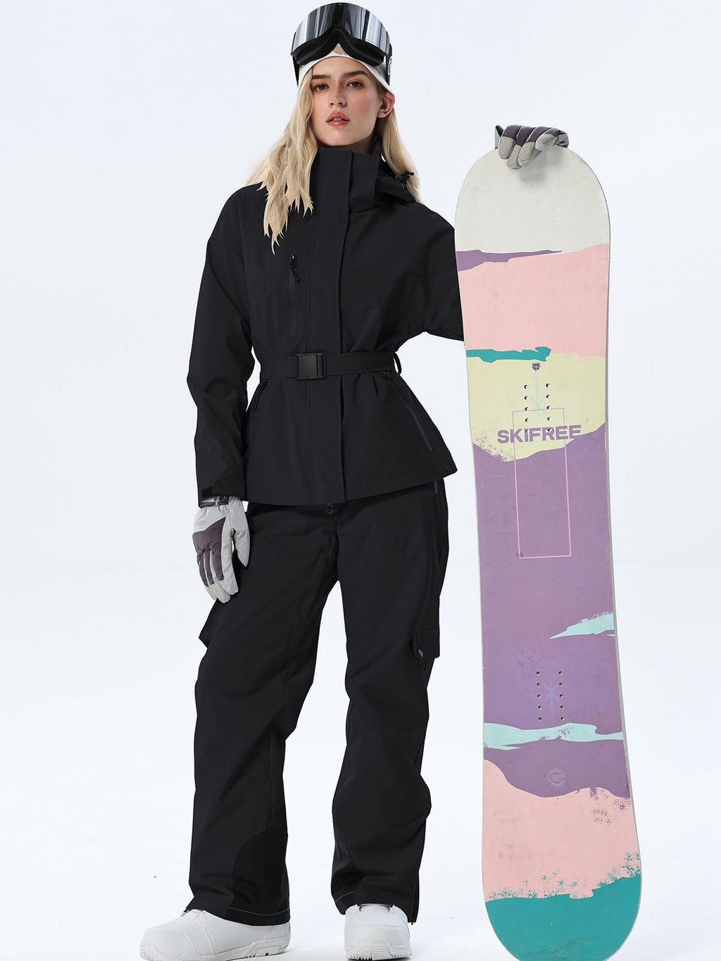 Women's Coordinated Belted Snow Jacket and Pants