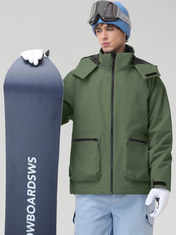 Men's Hooded Cargo Snowboarding Shell Jacket