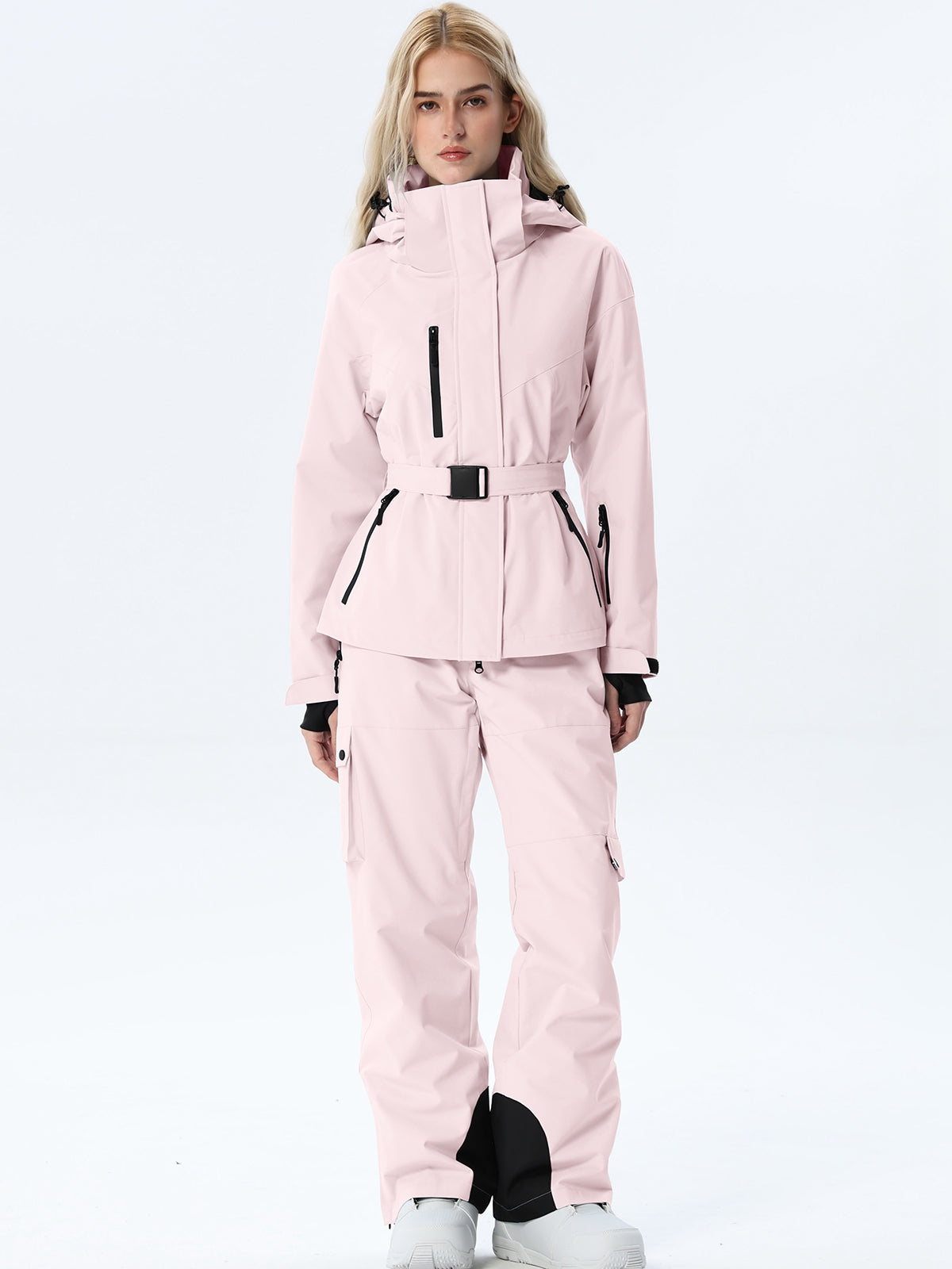 Women's Coordinated Belted Snow Jacket and Pants