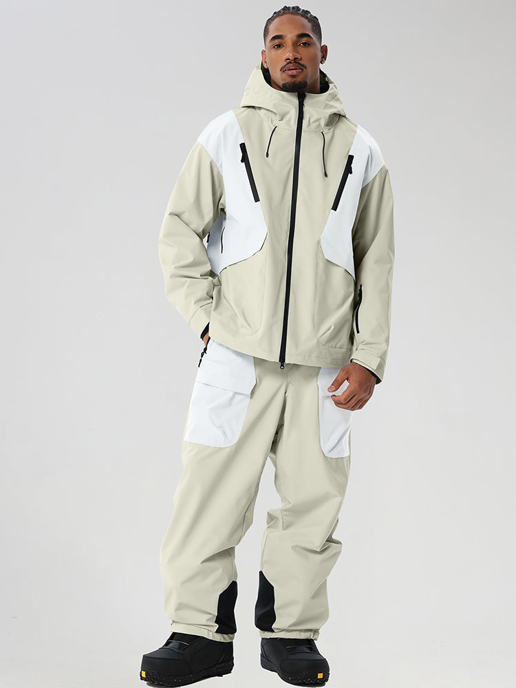 Men's Retro Color-Panel Jacket and Cargo Pants Set