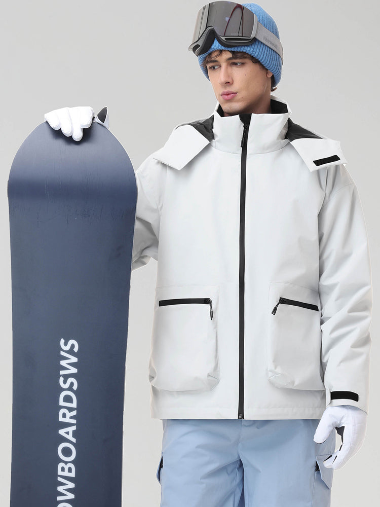 Men's Hooded Cargo Snowboarding Shell Jacket