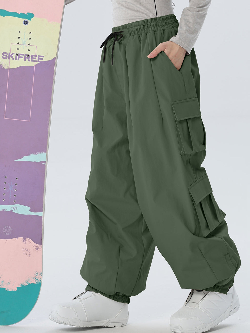 Women's Drawstring-Waist Baggy Snow Pants
