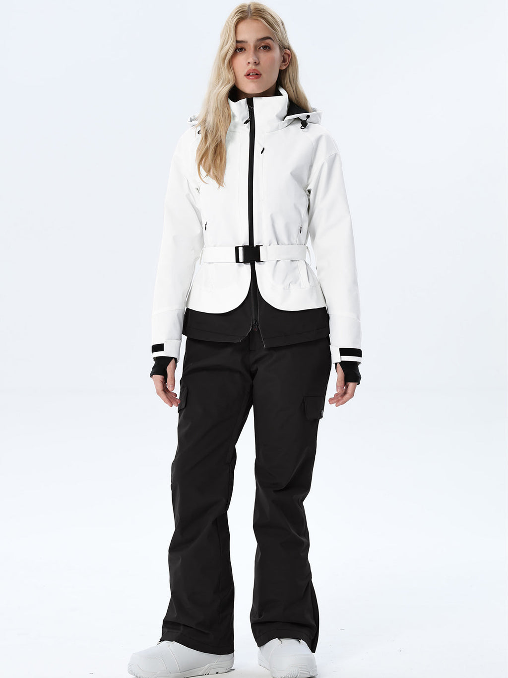 Women's Two-Tone Ski Outfit with Adjustable Waist Belt