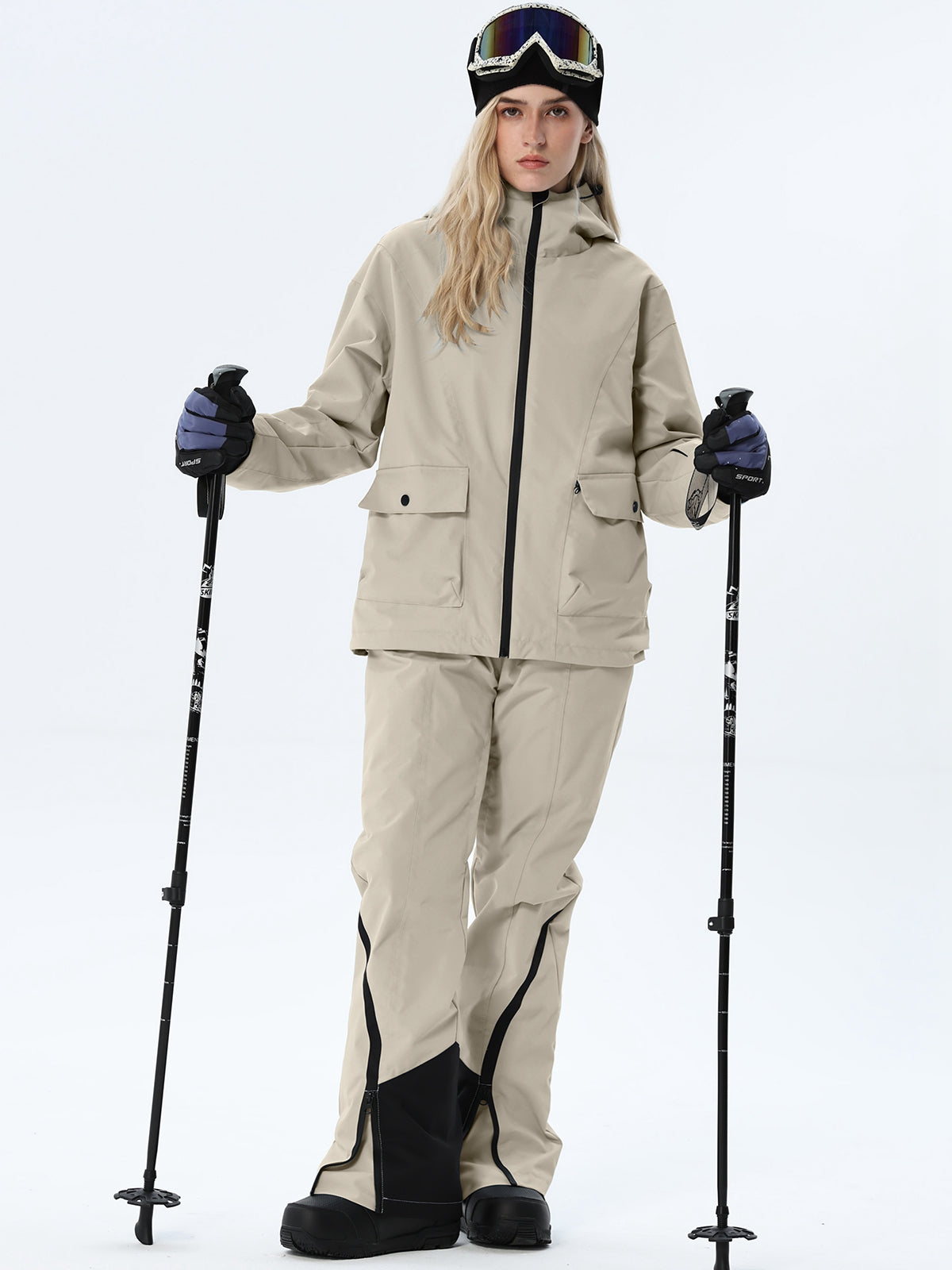Women's Hooded Utility Snow Set with Flap Pockets