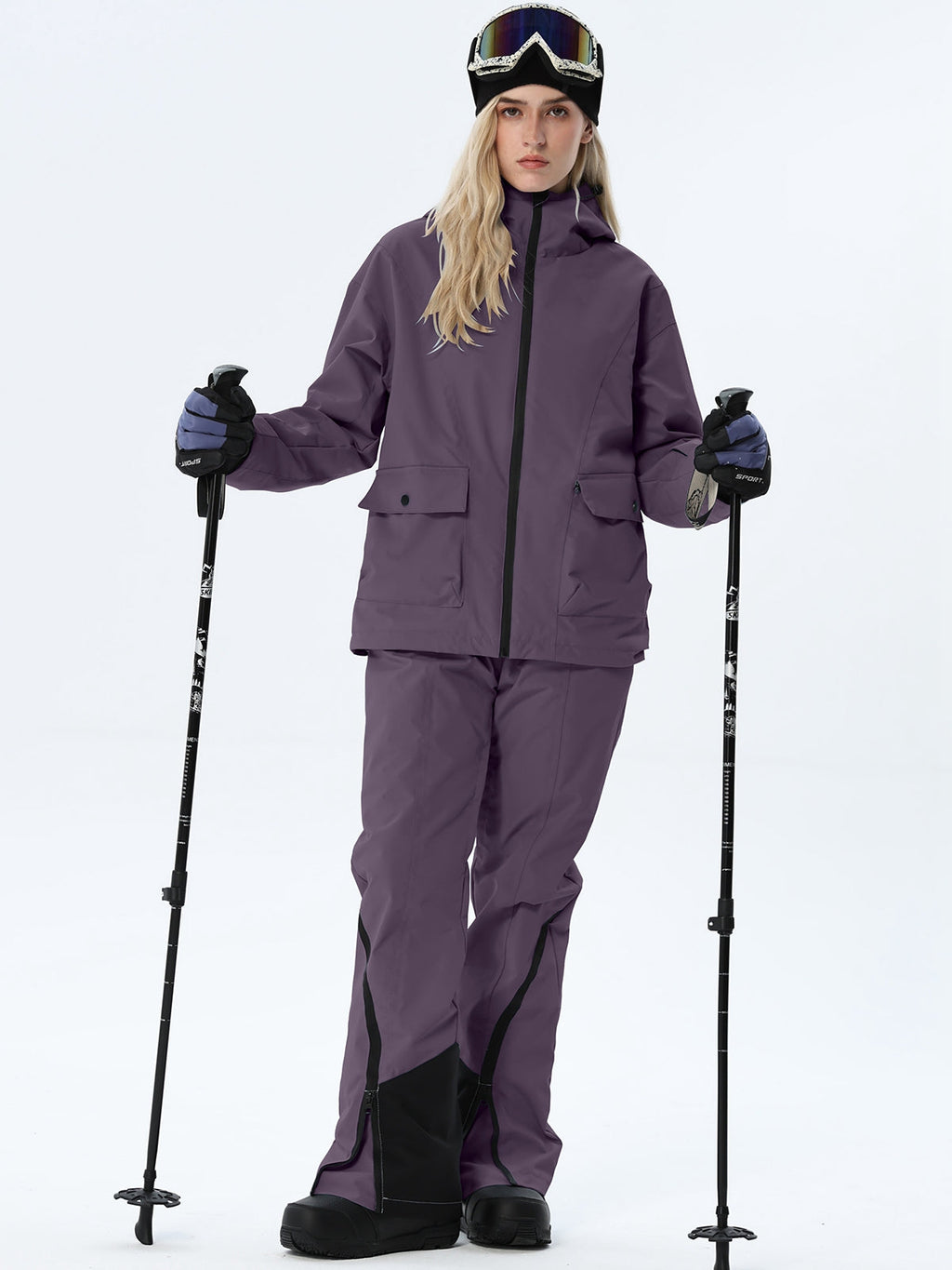 Women's Hooded Utility Snow Set with Flap Pockets