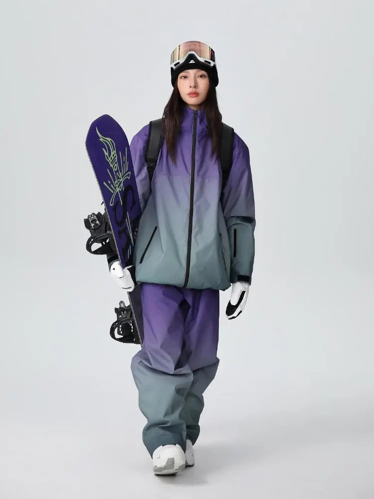 Women Unique 3L Gradient Snowsuits Durable Ski Jacket and Pants