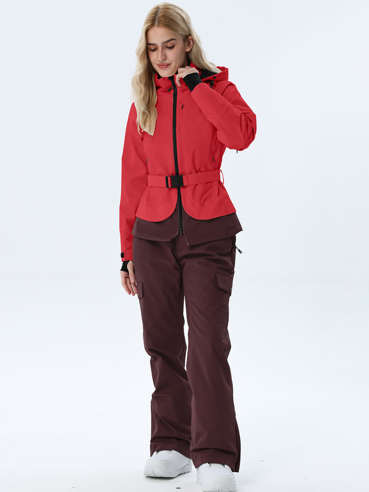 Women's Two-Tone Ski Outfit with Adjustable Waist Belt