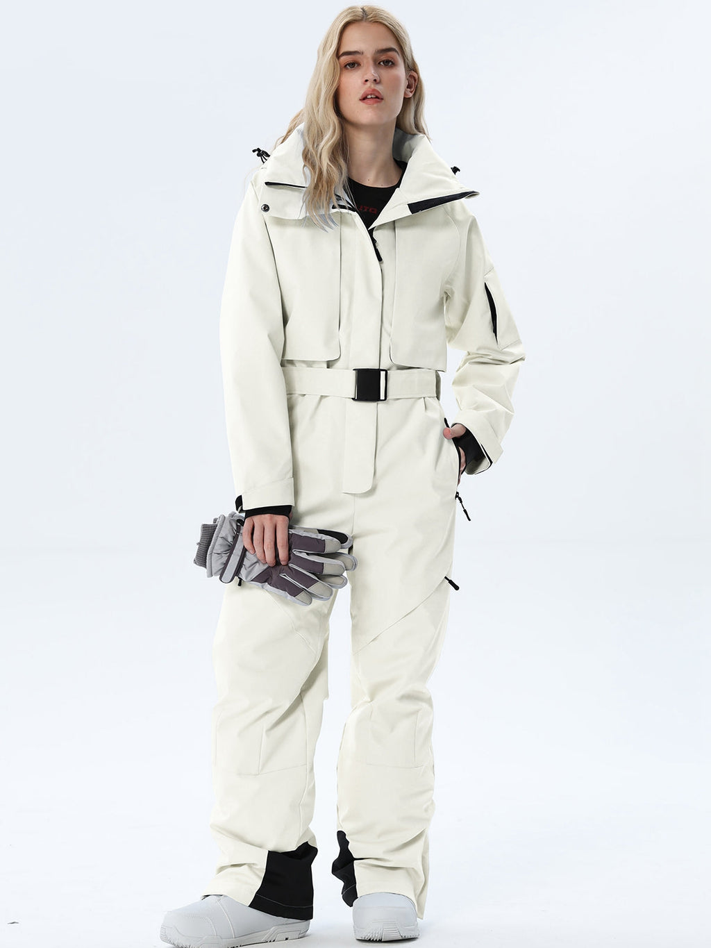 Women's Belted Cargo Snow Jumpsuit