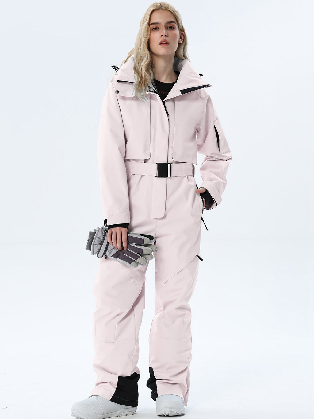 Women's Belted Cargo Snow Jumpsuit