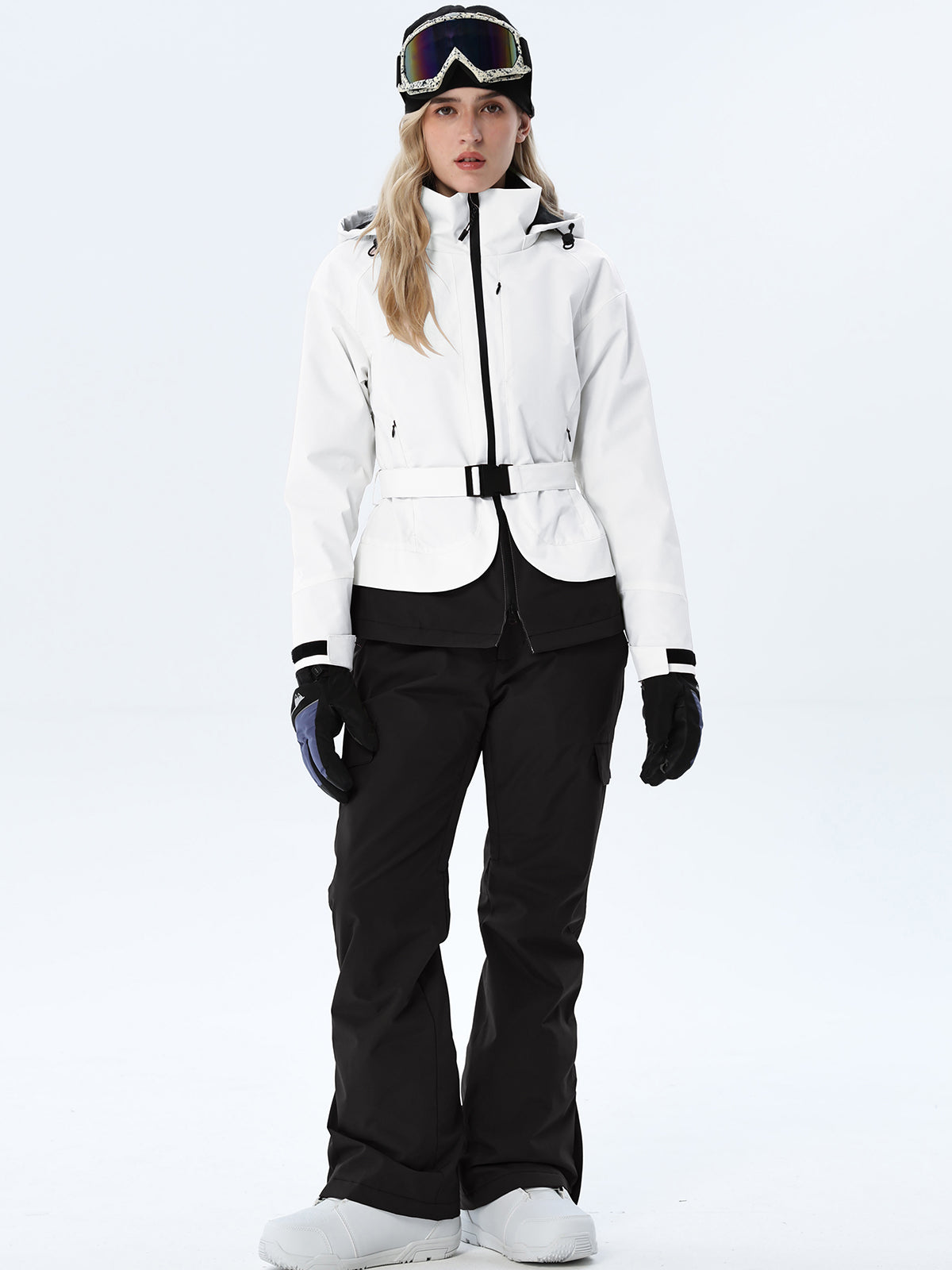 Women's Two-Tone Ski Outfit with Adjustable Waist Belt