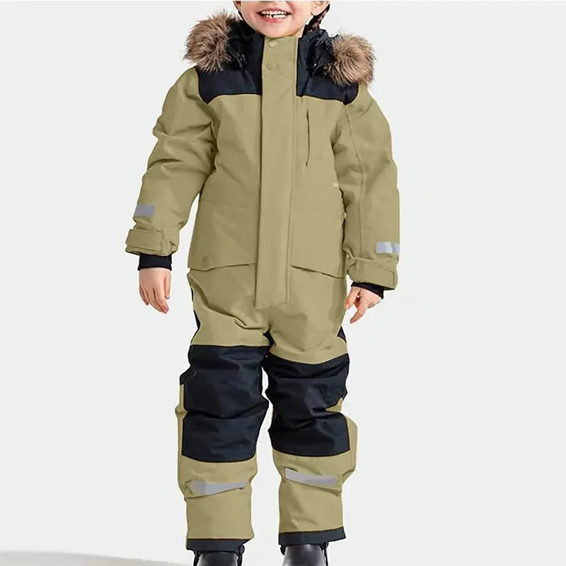 Kids One Piece Snowsuit Girl Boy Ski Snowboard Jumpsuits